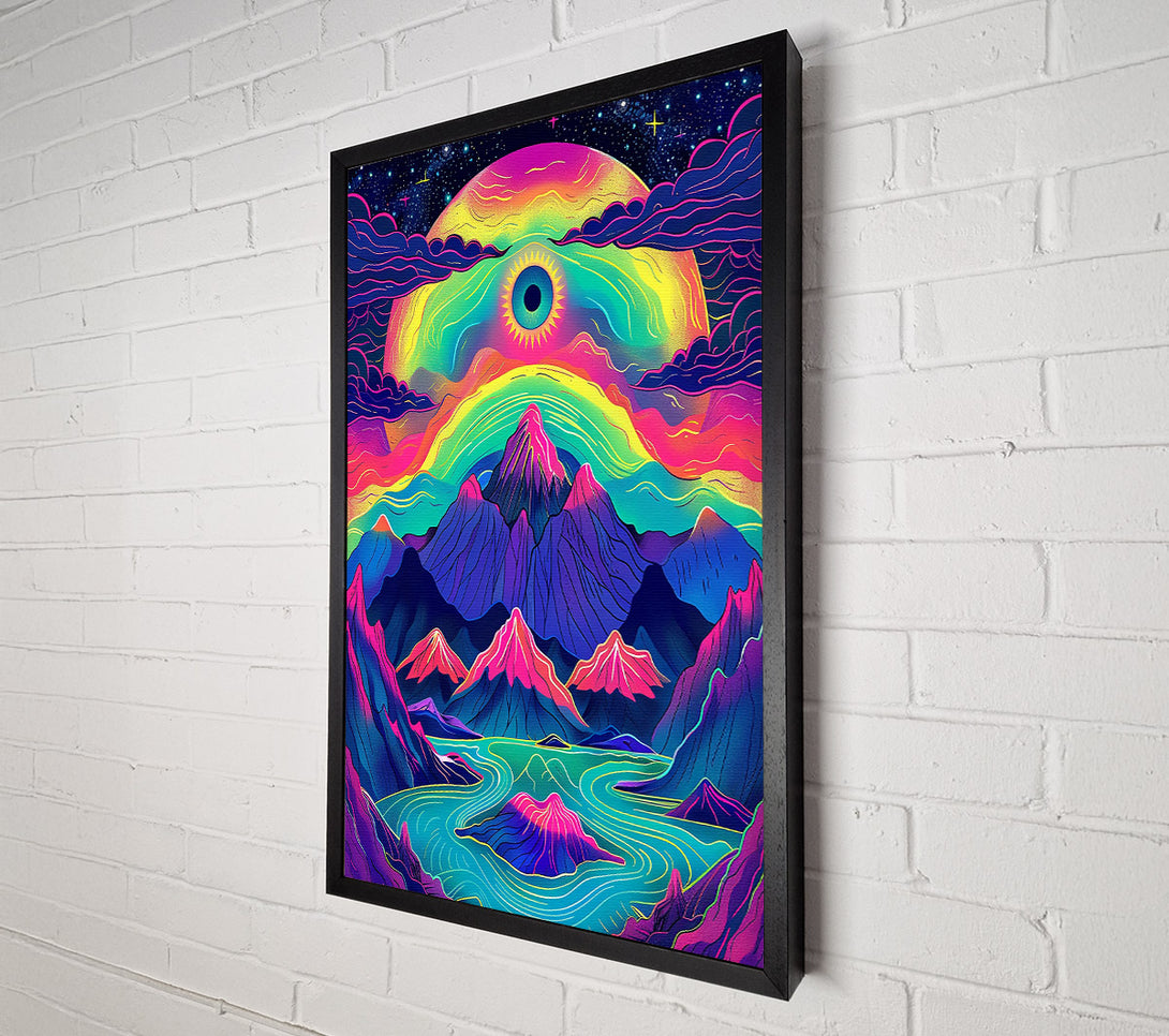  A Canvas Print of Neon Blue Mountain Dreams Canvas Art