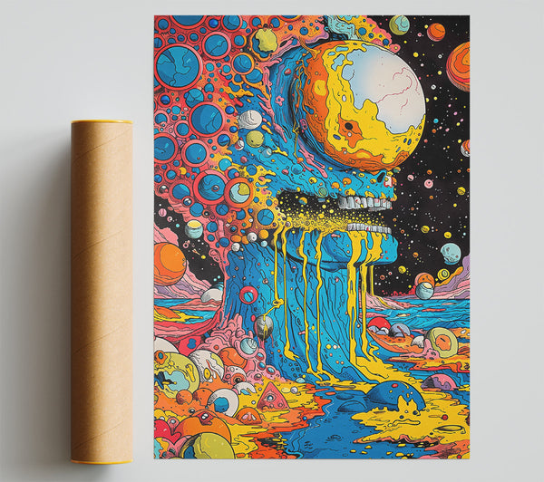 Yellow Cosmic Dripping Print