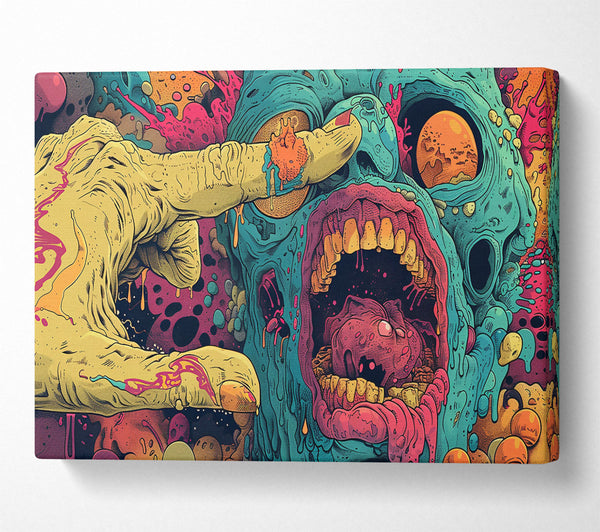  A Canvas Print of Teal Slime Scream Canvas Wall Art
