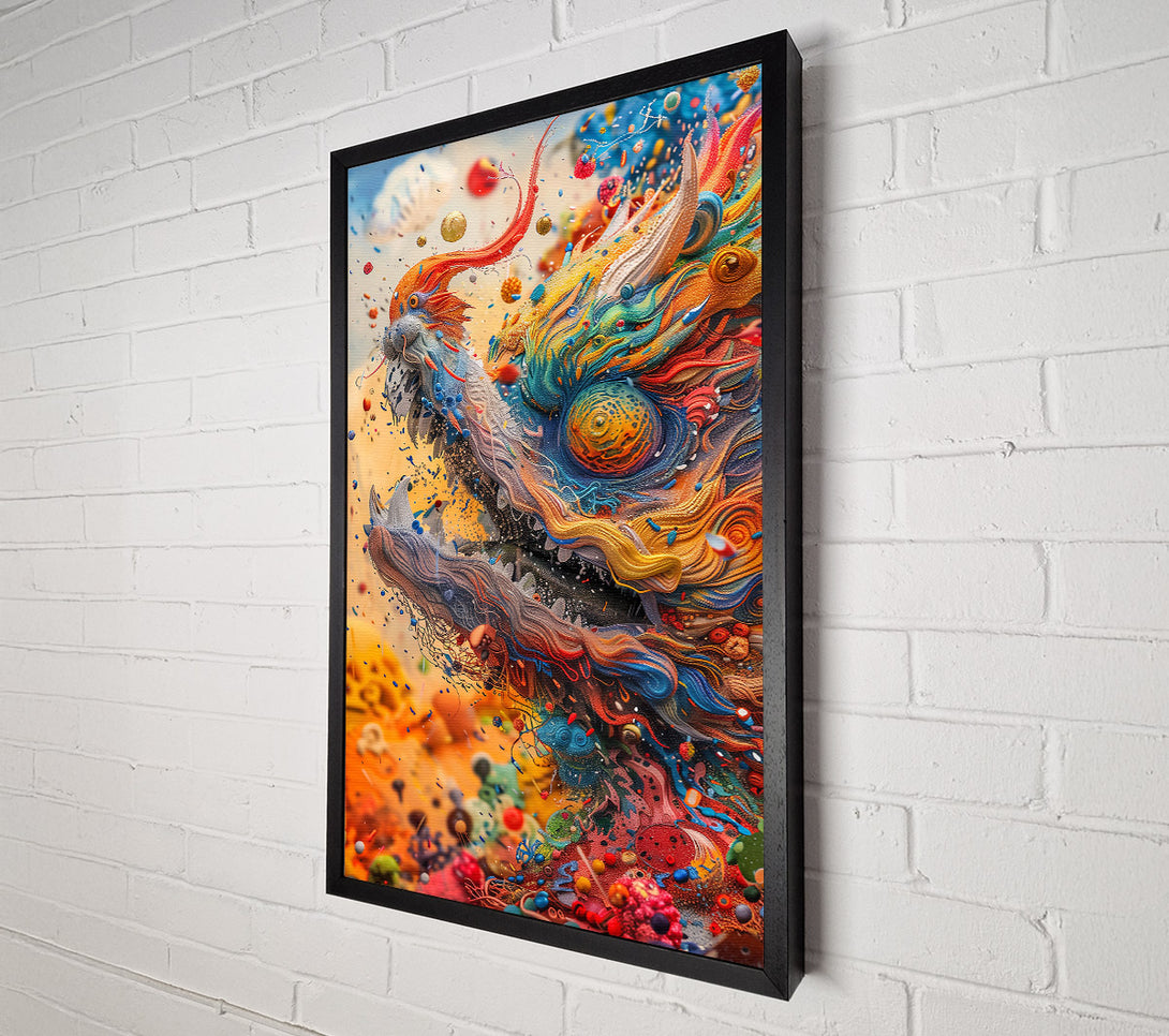  A Canvas Print of Orange Cosmic Dragon Canvas Wall Art