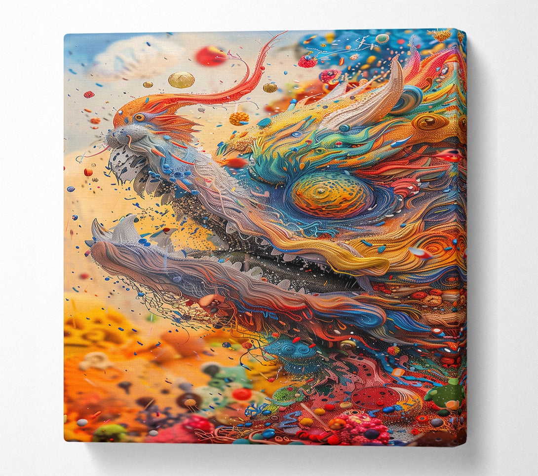  A Canvas Print of Orange Cosmic Dragon Canvas Wall Art