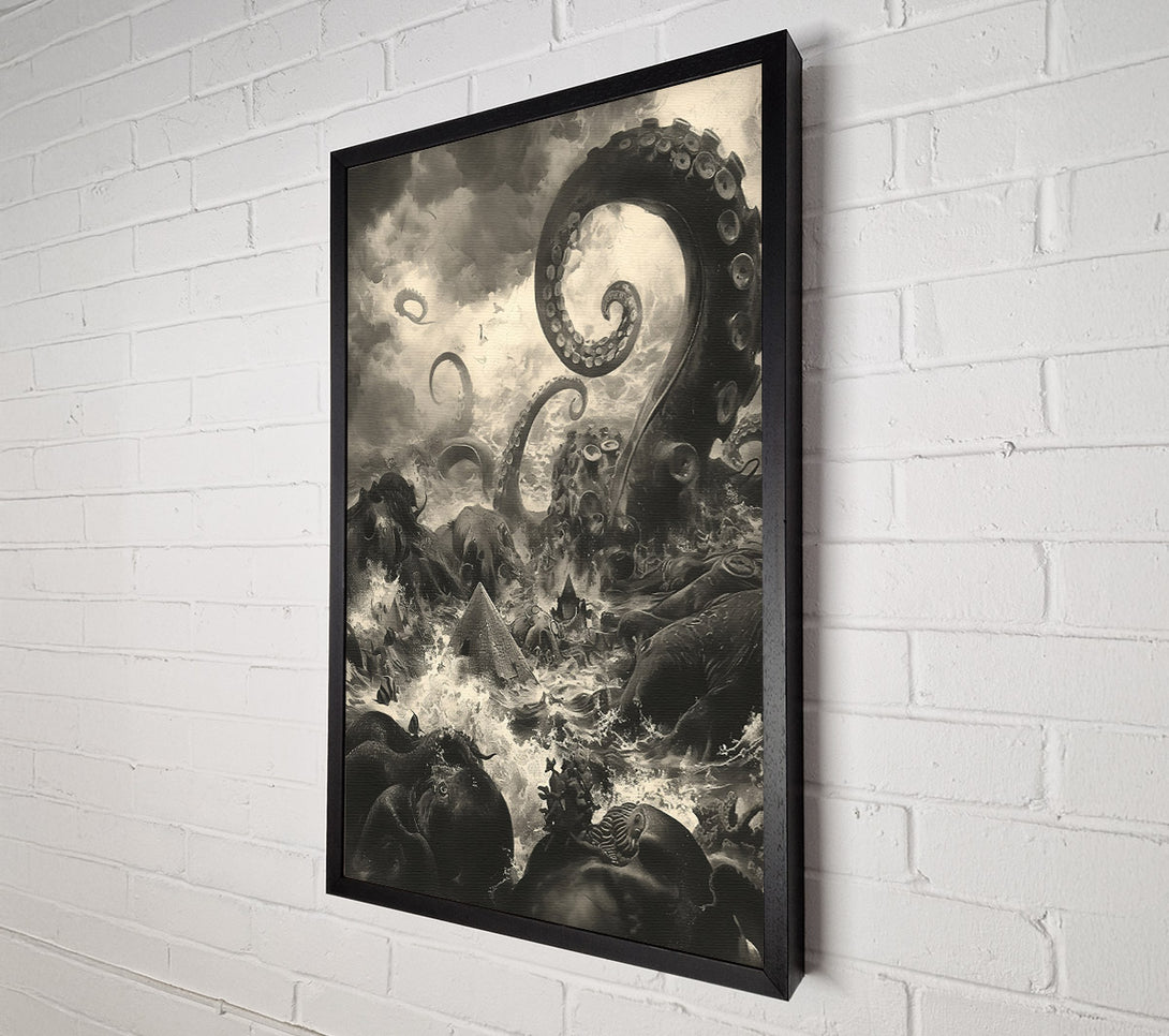  A Canvas Print of Sepia Ocean'S Wrath Canvas Art