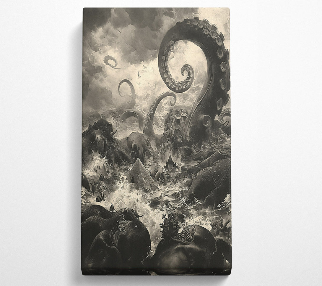 A Canvas Print of Sepia Ocean'S Wrath Canvas Art