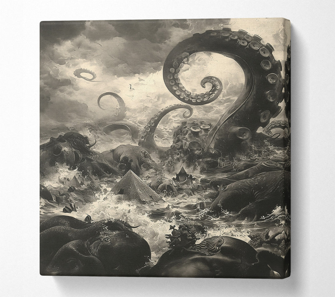  A Canvas Print of Sepia Ocean'S Wrath Canvas Art