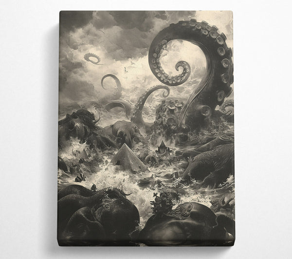  A Canvas Print of Sepia Ocean'S Wrath Canvas Art