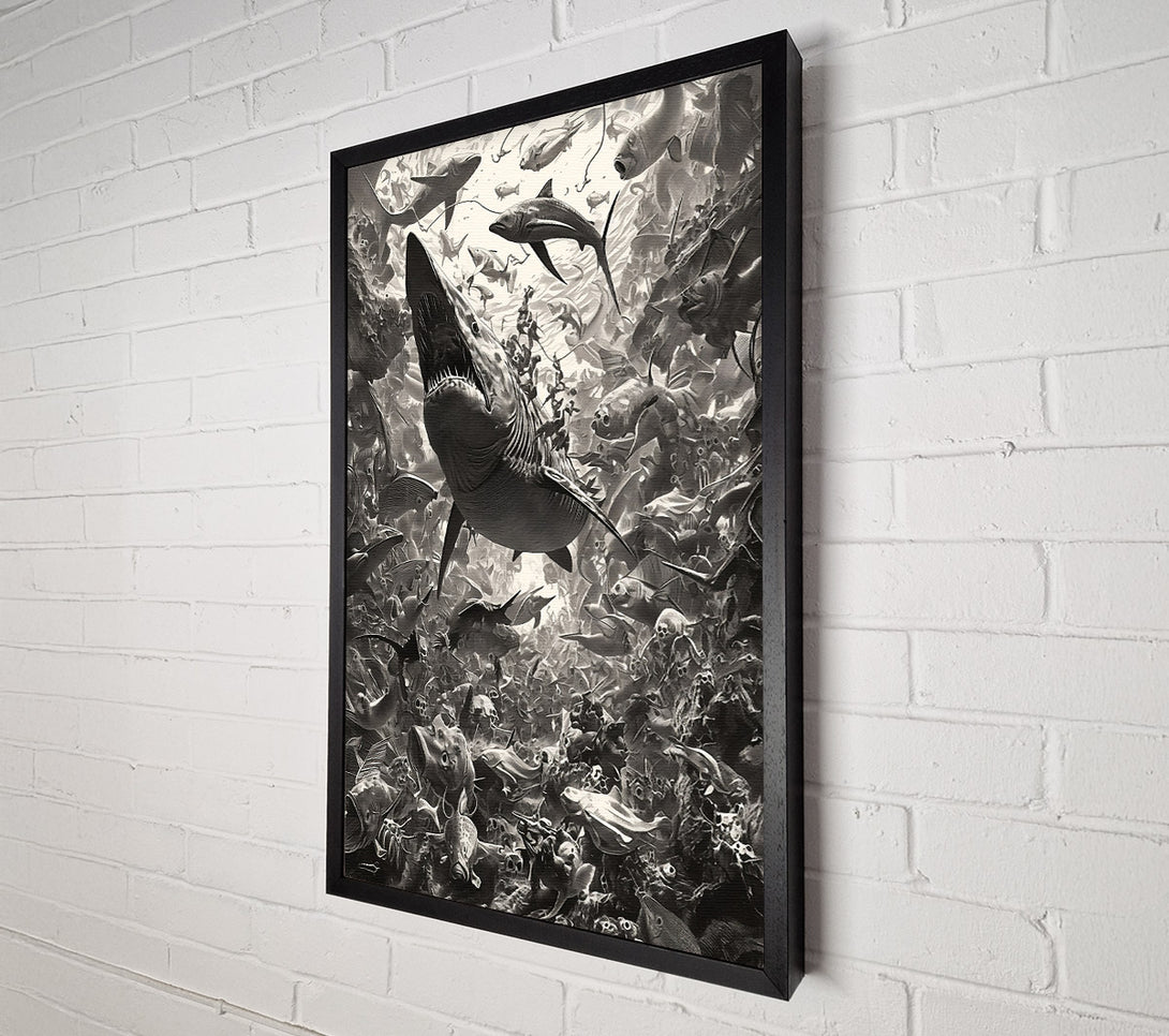  A Canvas Print of Gray Ocean Frenzy Canvas Wall Art