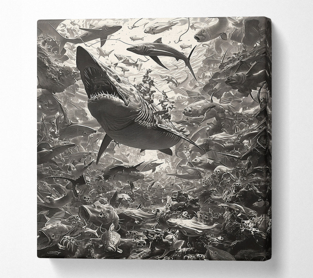  A Canvas Print of Gray Ocean Frenzy Canvas Wall Art