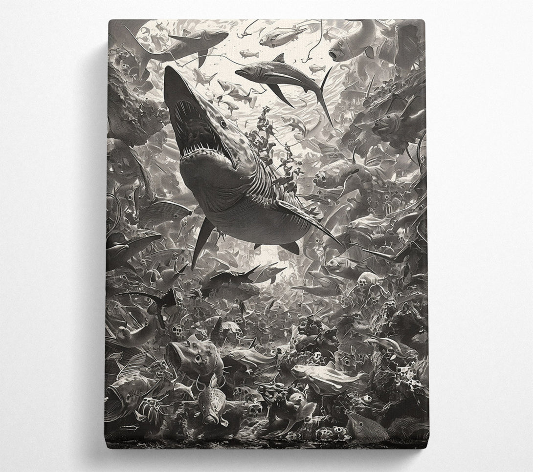 A Canvas Print of Gray Ocean Frenzy Canvas Wall Art
