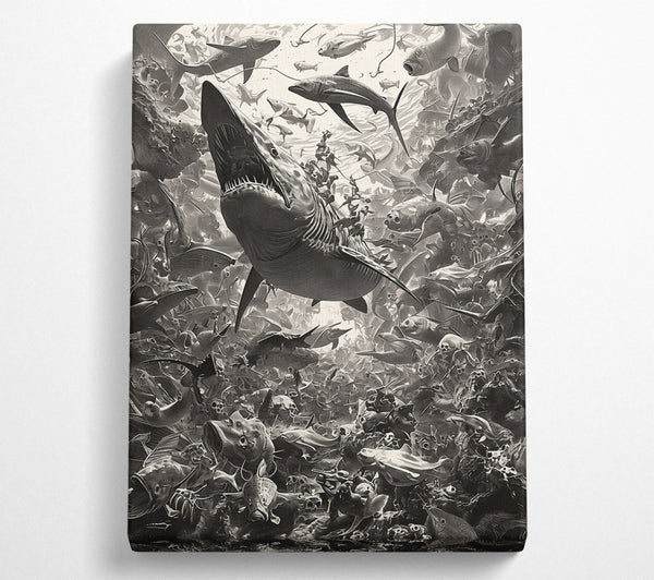  A Canvas Print of Gray Ocean Frenzy Canvas Wall Art