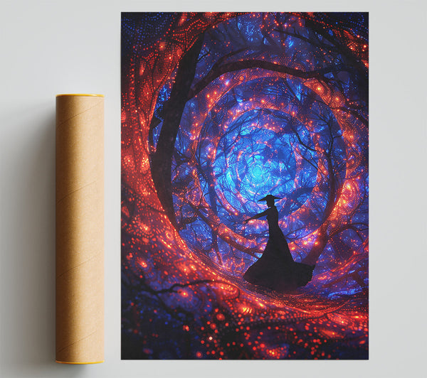 Crimson Enchanted Forest Poster