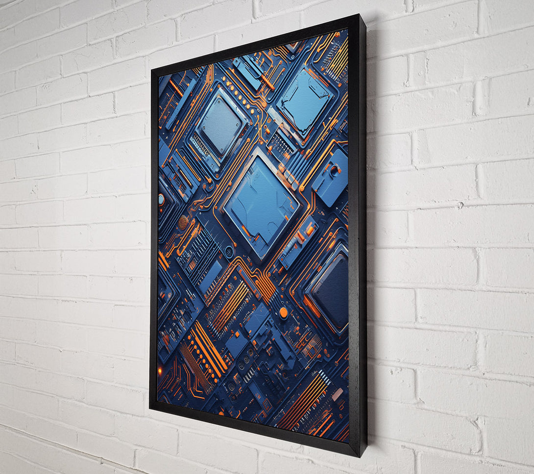  A Canvas Print of Blue Circuitry Dreamscape Canvas Print