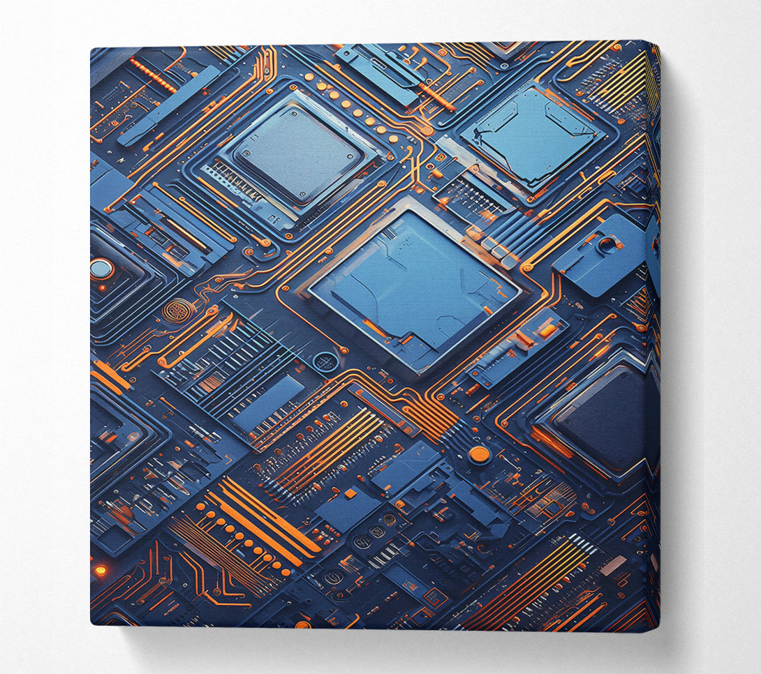  A Canvas Print of Blue Circuitry Dreamscape Canvas Print