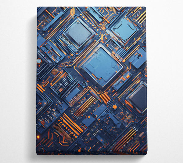  A Canvas Print of Blue Circuitry Dreamscape Canvas Print