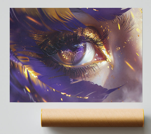 Purple And Golden Gaze Print