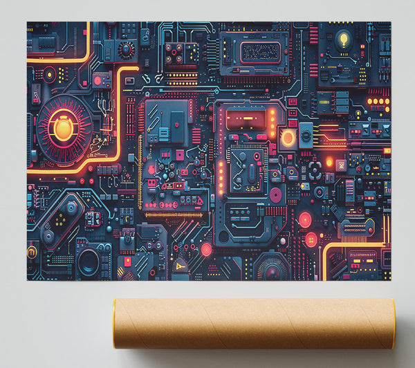 Orange Circuitry Dreams Giclee Print