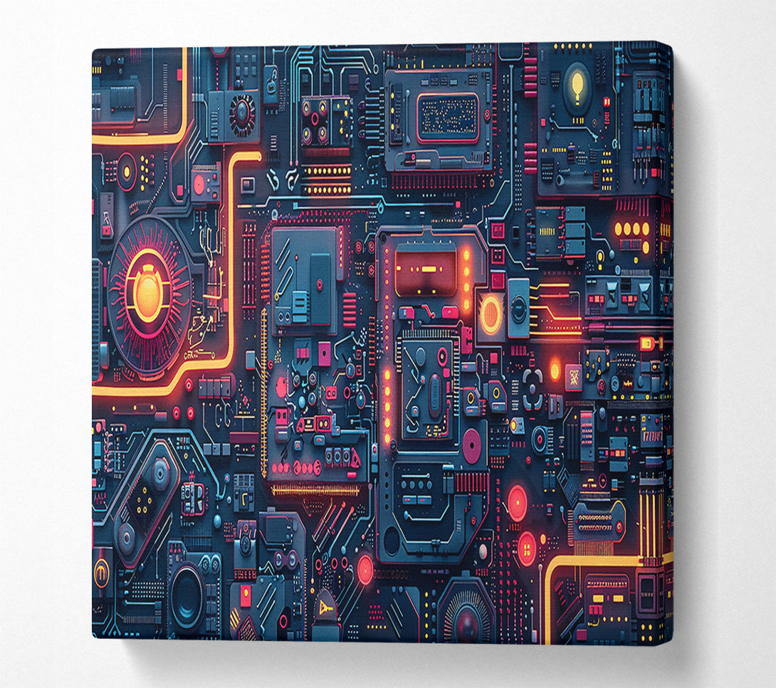  A Canvas Print of Orange Circuitry Dreams Canvas Wall Art