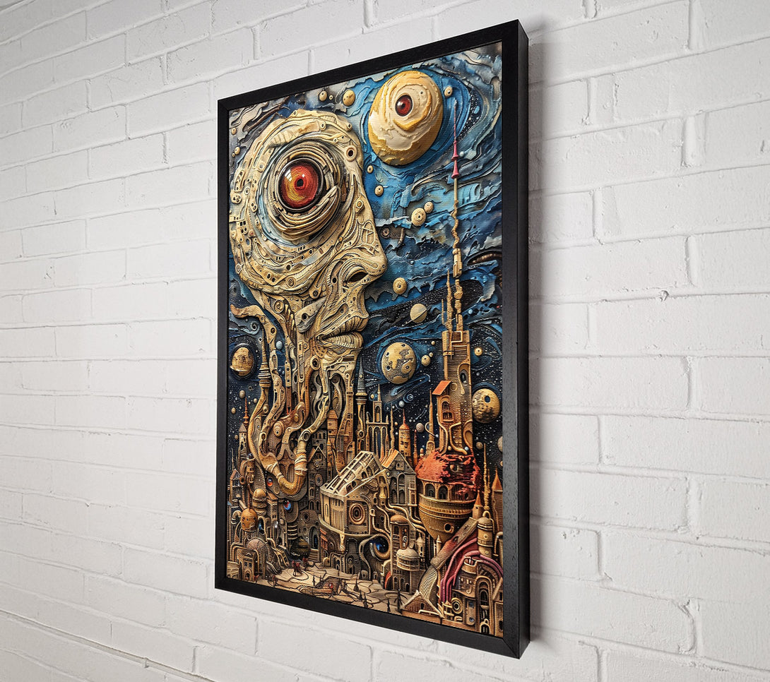  A Canvas Print of Azure Gearscape City Canvas Art