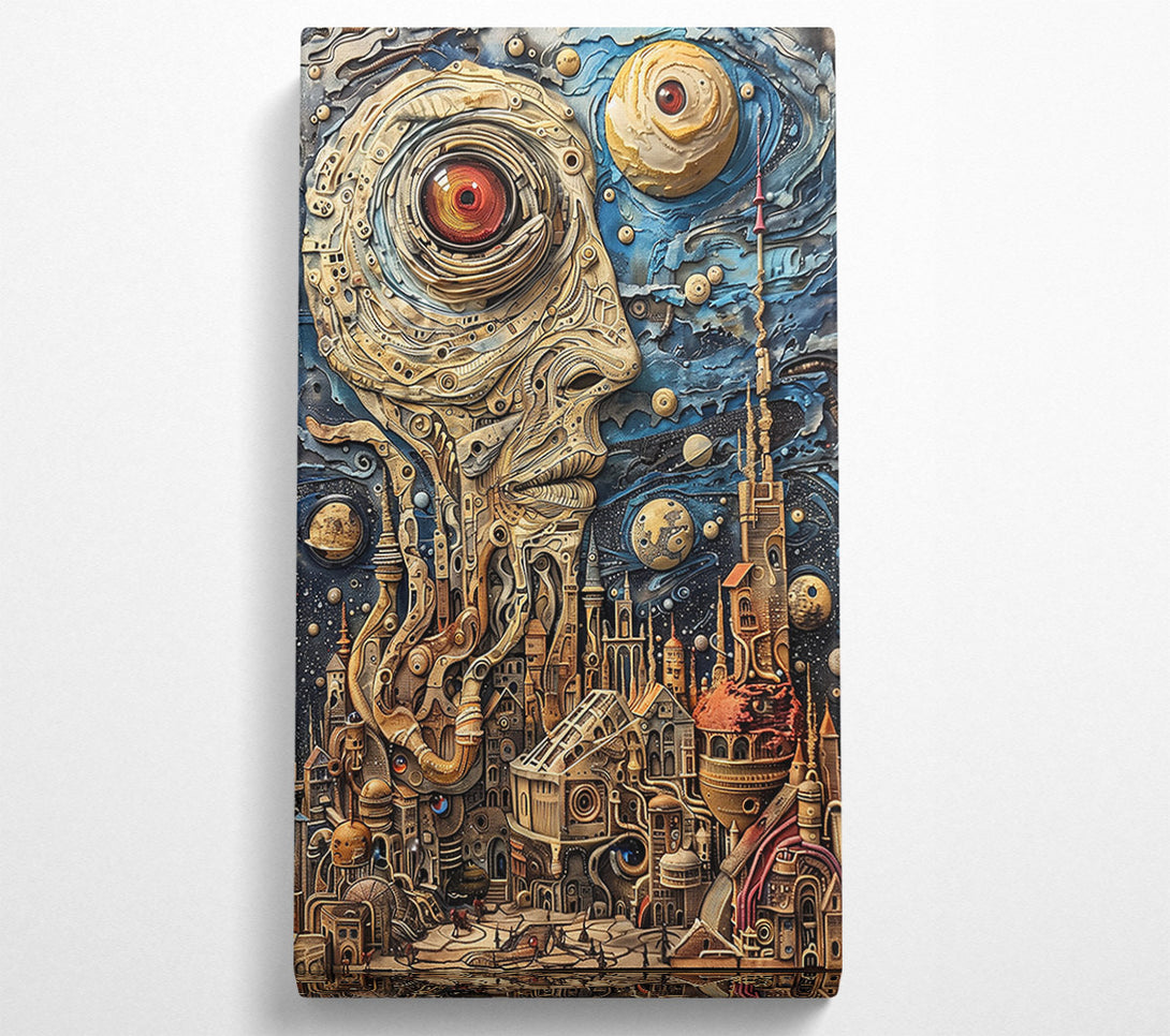  A Canvas Print of Azure Gearscape City Canvas Art