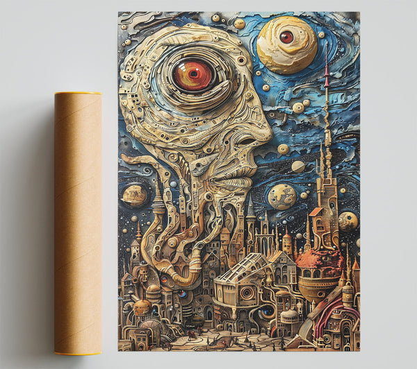 Azure Gearscape City Giclee Print