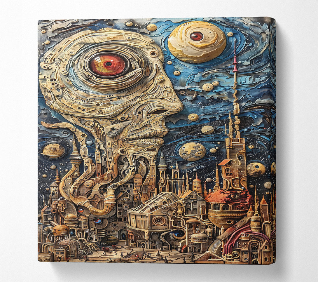  A Canvas Print of Azure Gearscape City Canvas Art