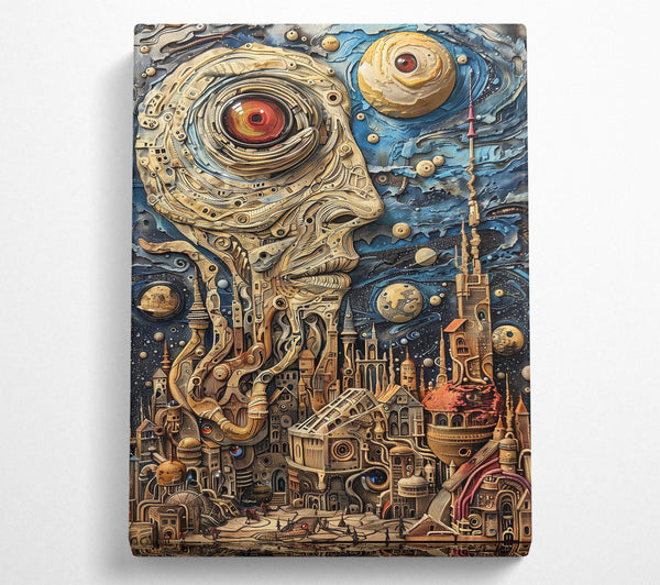  A Canvas Print of Azure Gearscape City Canvas Art