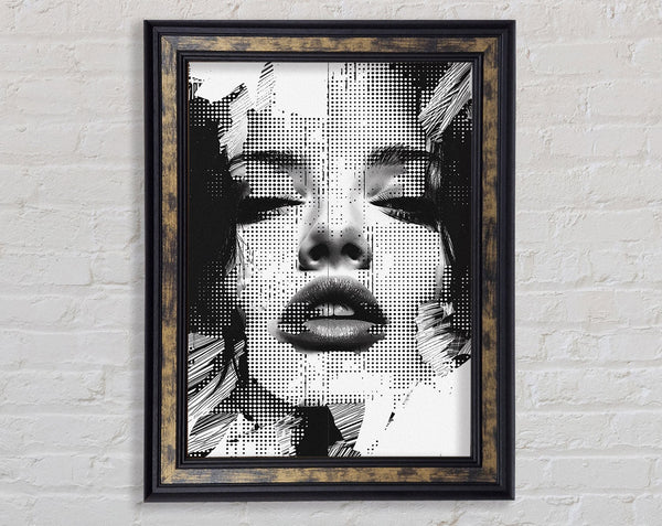 Halftone Lady Framed Print