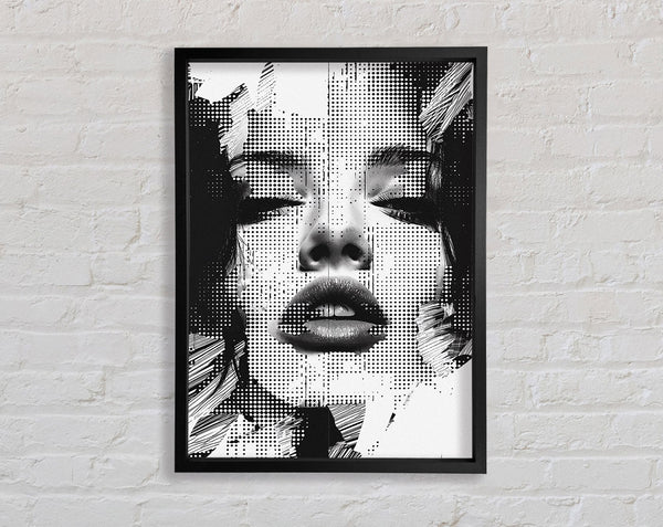 Halftone Lady Framed Print