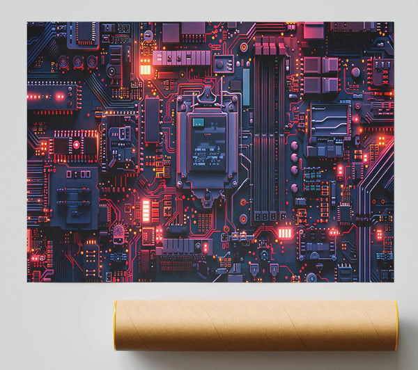 Red Circuitry Symphony Print