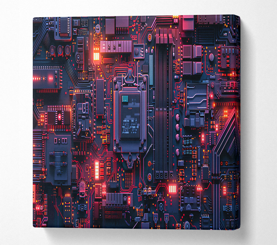 A Canvas Print of Red Circuitry Symphony Canvas Art