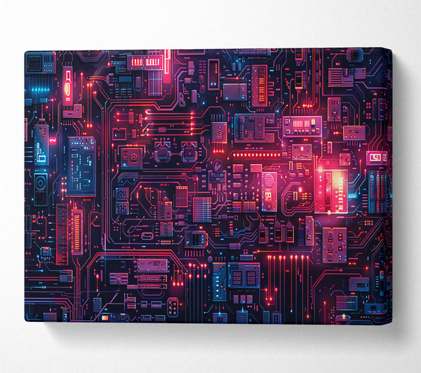  A Canvas Print of Red Circuitry Dreams Canvas Wall Art