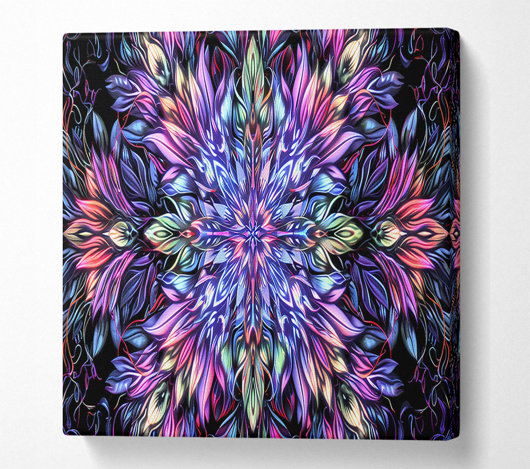  A Canvas Print of Blue Floral Kaleidoscope Canvas Art