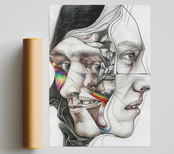 Rainbow Face Fragmentation Print