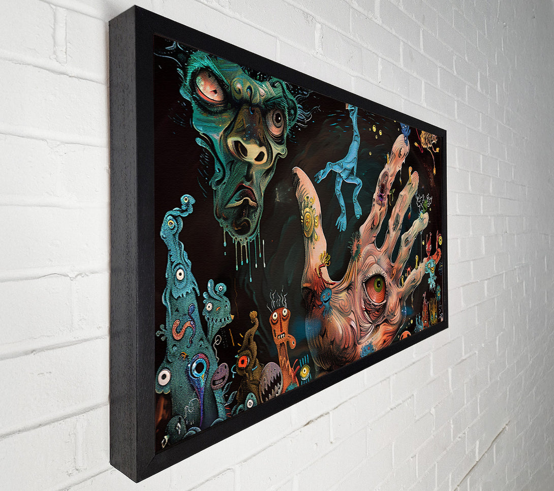  A Canvas Print of Blue Hand And Creatures Canvas Wall Art