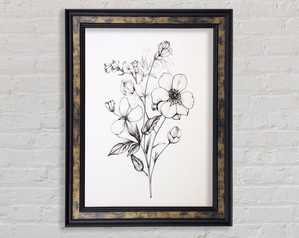 Hand Drawn Flowers Framed Print