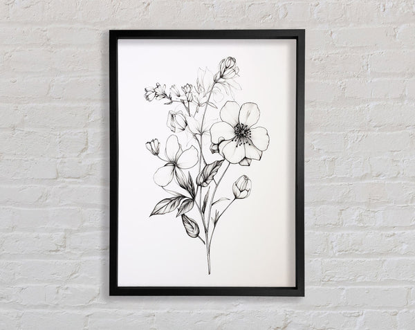 Hand Drawn Flowers Framed Print