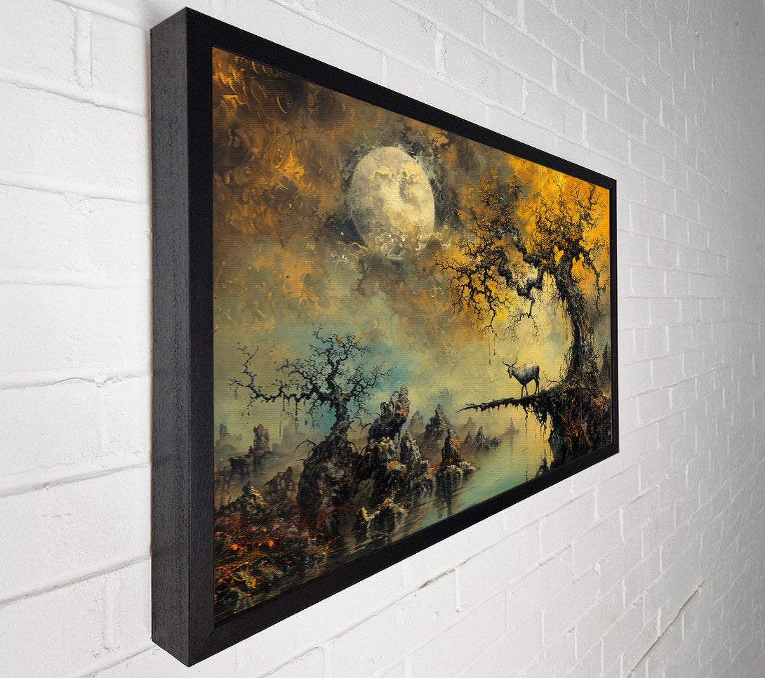  A Canvas Print of Golden Moonlight Landscape Canvas Art