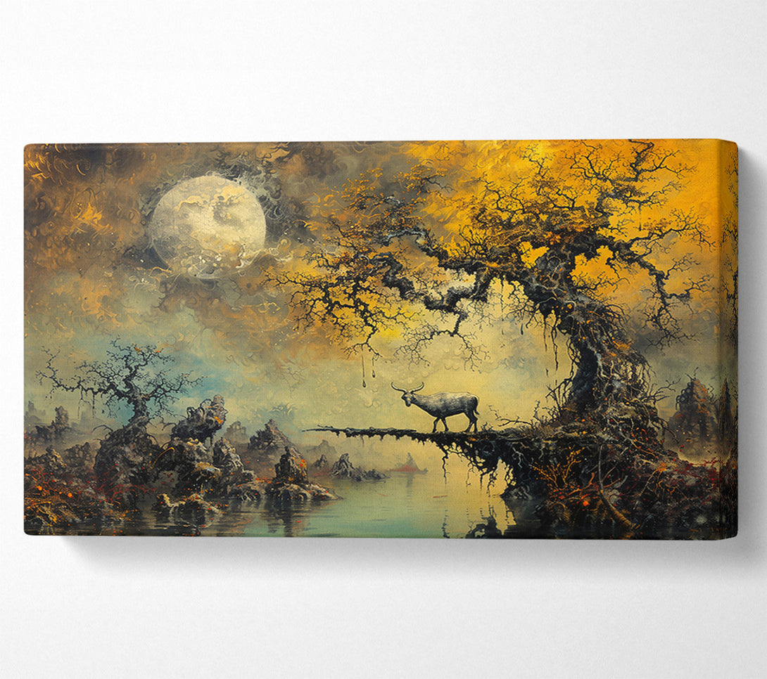  A Canvas Print of Golden Moonlight Landscape Canvas Art