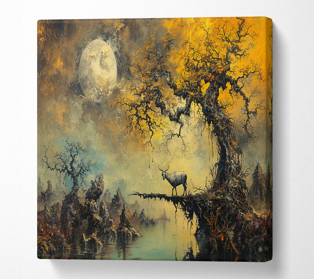  A Canvas Print of Golden Moonlight Landscape Canvas Art