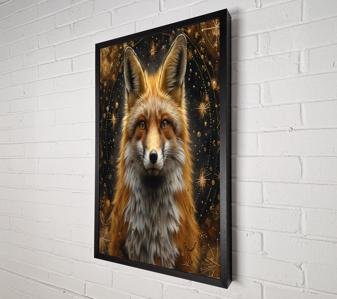  A Canvas Print of Golden Cosmic Fox Canvas Wall Art
