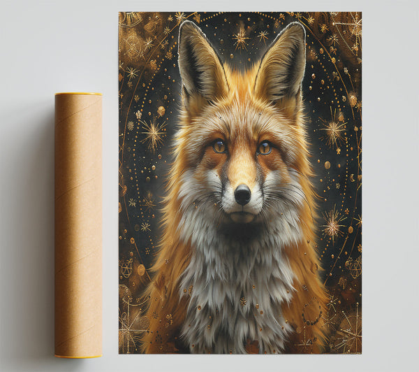 Golden Cosmic Fox Print