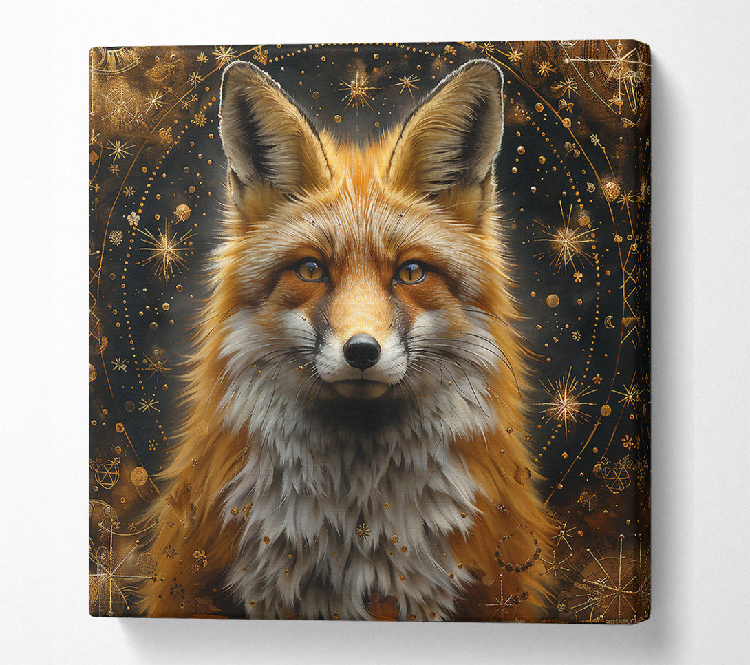  A Canvas Print of Golden Cosmic Fox Canvas Wall Art