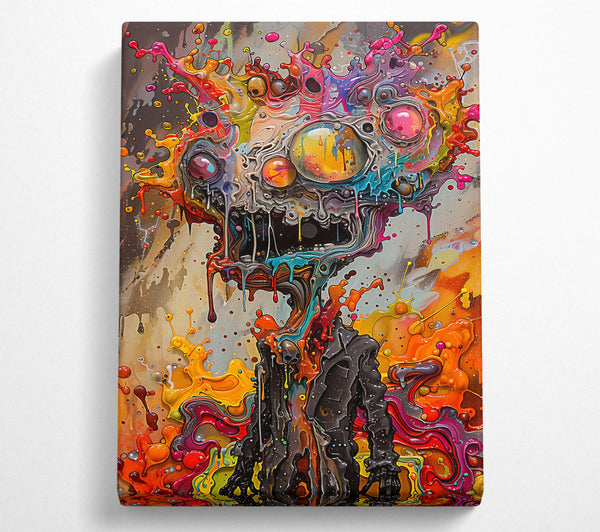  A Canvas Print of Orange Abstract Drip Canvas Print
