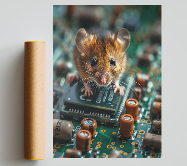 Brown Mouse On Circuitry Poster