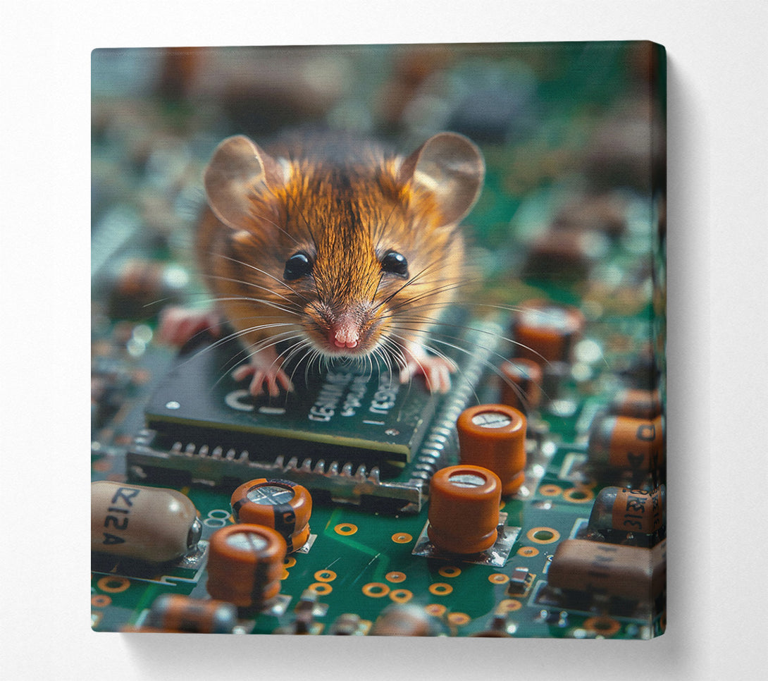  A Canvas Print of Brown Mouse On Circuitry Canvas Wall Art