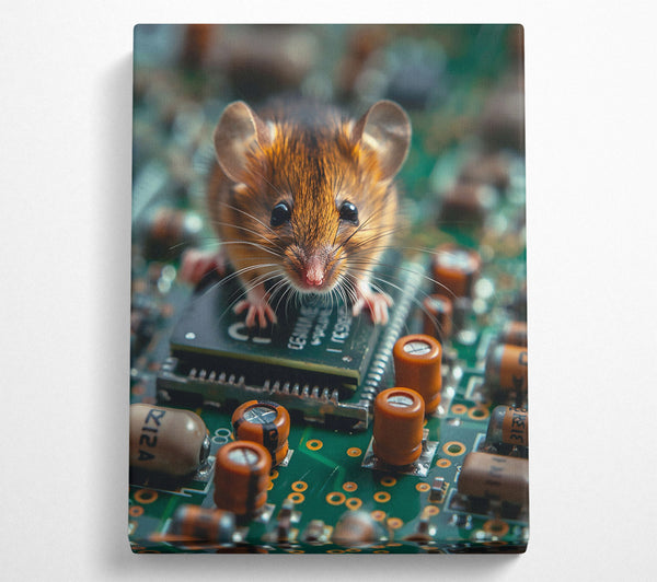  A Canvas Print of Brown Mouse On Circuitry Canvas Wall Art