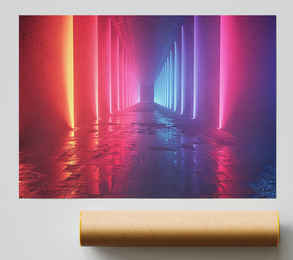 Pink Neon Alleyway Print