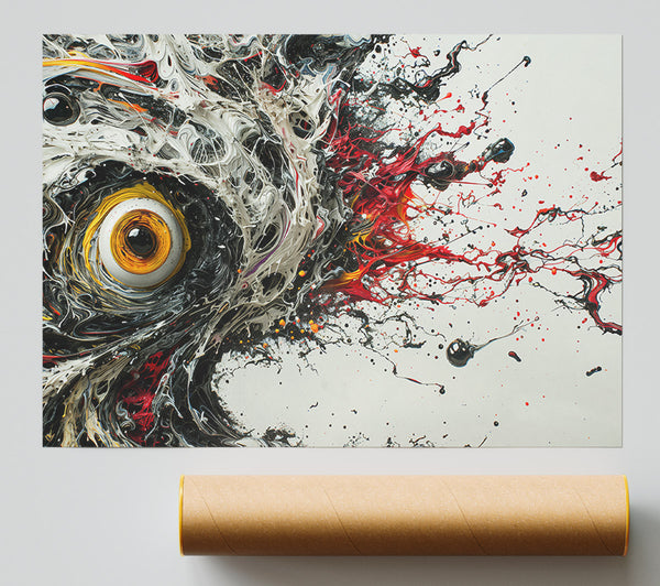 Red Swirling Eye Print