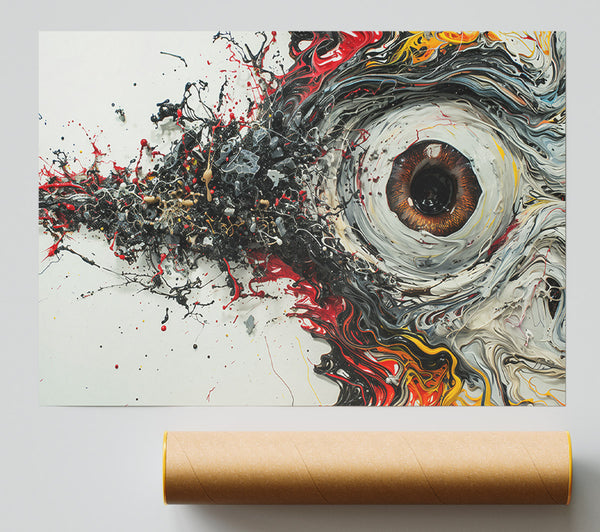 Red Swirl Eye Print