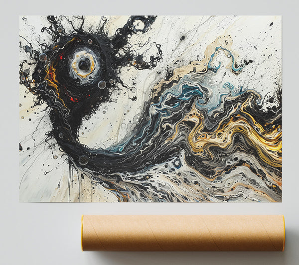 Black And Gold Flowing Poster