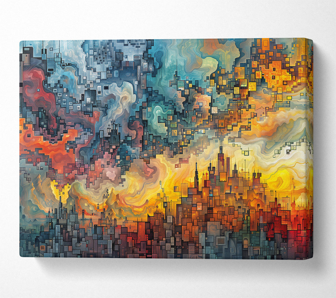  A Canvas Print of Golden Cityscape Dreamscape Canvas Art